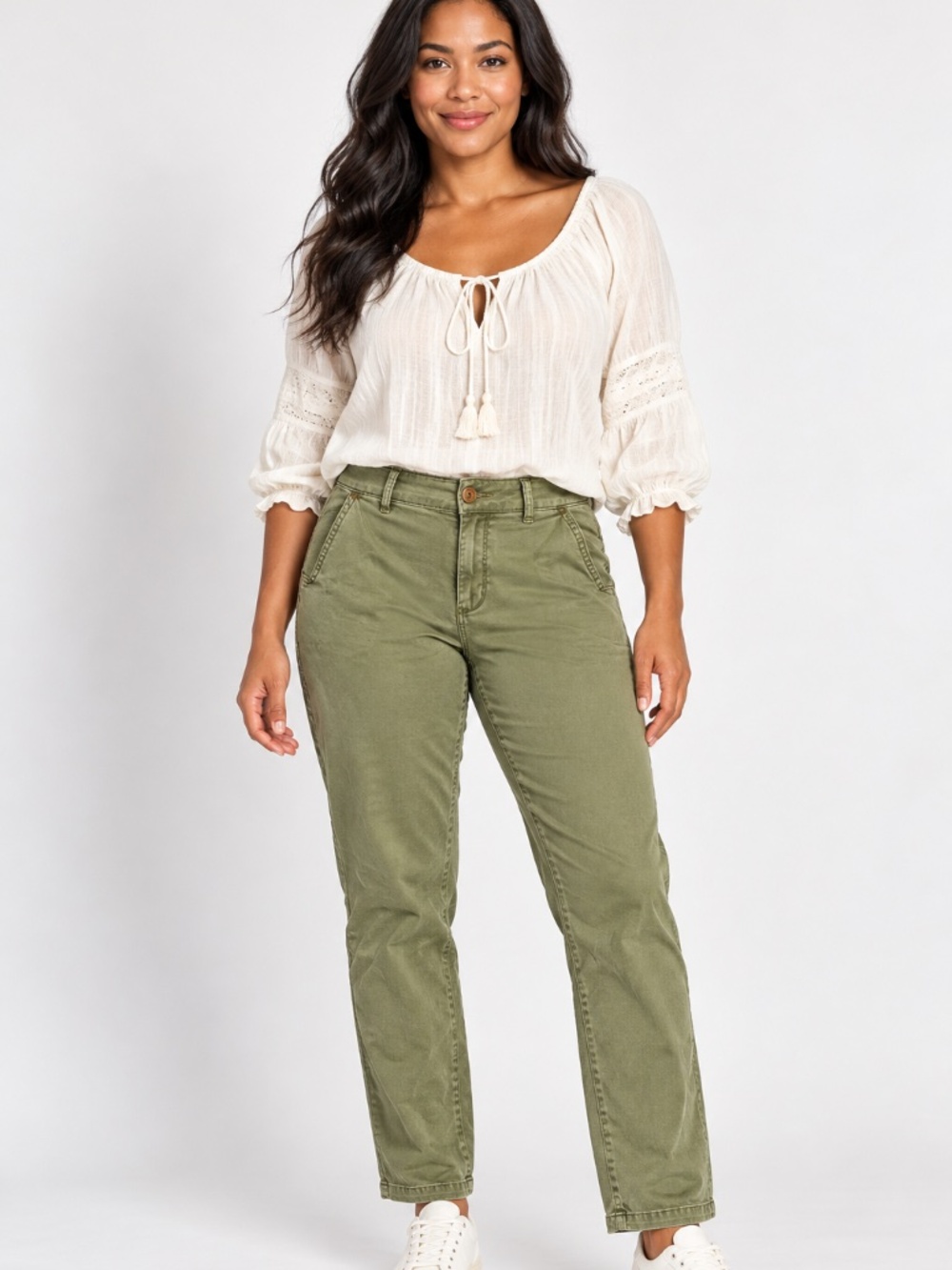"Chino by Anthropologie" Relaxed Chino Pants in olive/moss green